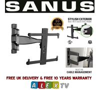 Sanus Premium Full Motion TV Wall Mount for 32" - 55" TVs - Stainless Steel Finish with FluidMotion Design for Smooth Extension, Tilt,