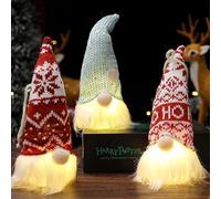 sanvpwsan 3PCS Light Up Gonks Christmas Decoration, Gnomes Plush with Lights, 7.8inch Large Handmade Swedish Santa Gnomes with Glitter Hat Craft, Hanging Ornaments Gonk Elf Christmas Tree Decoration