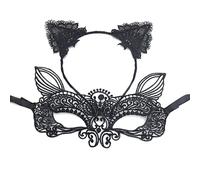 sanvpwsan Cat Mask and Cat Ears Headband Ladies Masquerade Halloween Mask Costume Catwoman Accessories Makeup Party Gifts
