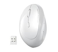 SANWA Ergonomic Left Handed Mouse, 2.4G Wireless +2 Bluetooth Vertical Mouse for Lefty Small-Medium Hands, 5 Programmable Buttons, 800-1600 DPI, Rechargeable, Compatible with Win, Mac, Laptop, White