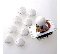 Sanwa JLF-TP-8YT Joystick + Sanwa 8 pcs OBSF-30 Push Button Bundle Kit Color : White - for Arcade Game 4 & 8 Way Adjustable, Compatible with Catz Mad SF4 Tournament Joystick S@NWA