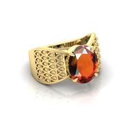Sanwariya Gems Certified A+ Quality Natural Hessonite Garnet Gomed Adjustable Gemstone Ring Brass Plated Ringfor Women'S And Men'S Lab -Certified-B0CTQYH6MRNAMZ