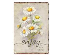 Sanwarm Metal Sign 8X12 Inch, Enjoy Life Chamomile Daisy Vintage Tin Sign Wall Art Decor For Home, Living Room, Garden, Bedroom, Office, Hotel, Cafe And Pub Decoration