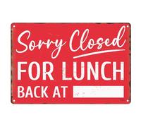 Sanwarm Metal Sign 8X12 Inch, Sorry Closed for Lunch Back At Notice Gone To Lunch Vintage Tin Sign Wall Art Decor for Store, Office, Hotel, Cafe and Pub Decoration