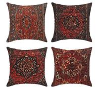 Sanwarm Throw Pillow Covers Home Decor Set of 4 Pillow Cases Decorative 16 x 16 Inches Outdoor Cushion Couch Sofa Pillowcases, Tribal Ethnic