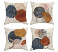 Sanwarm Throw Pillow Covers Home Decor Set of 4 Terracotta Navy Blue Orange Pillow Cases Decorative 18 x 18 Inches Outdoor Cushion Couch Sofa Pillowcases