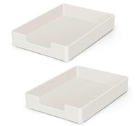 SANWICH Letter Size Tray Desk Organizer Tray 2Pcs A4 Plastic Paper Tray Stackable Letter Tray Paper Holder File Organizer for Office Supplies School Home Desk Accessories (White)