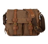 Sanwood Men's Canvas School Shoulder Bag (Coffee)