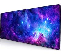 SANWUMIAN Gaming Large Mouse Pad with Stitched Edges, Purple Galaxy Desk Mat, Extended Keyboard Pad, Non-Slip Rubber Base Desk Pad for Keyboard and Mouse, 31.5X11.8 inch