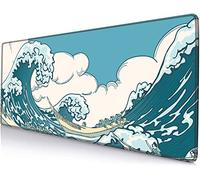 SANWUMIAN Gaming Mouse Pad, Large Extended Mousepad with Stitched Edge, XXL Non-Slip Rubber Base Computer Keyboard Mouse Mat Desk Pad for Home, Office, Game, 31.5X11.8 inch Japanese Sea Wave