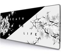 SANWUMIAN Large Gaming Mouse Pad Japanese, XXL Extended Computer Keyboard Mouse Mat, Big Desk Pads with Non-Slip Rubber Base and Stitched Edge for Home Office Game, Sakura Death Life Floral