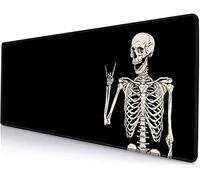 SANWUMIAN Large Gaming Mouse Pad, XXL Extended Keyboard Mouse Mat Desk Pad with Non-Slip Rubber Base and Stitched Edge for Home Office Work, 31.5x11.8inch Black Human Skeleton