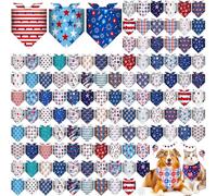 Sanwuta 120 Pcs Dog Bandana Bulk Scarf Washable Dogs Bibs Adjustable Kerchief Pet Bandana for Small and Large Party Pet Hawaii Beach Handkerchief Scarf Accessories (4th of July)