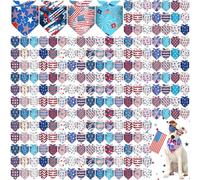 Sanwuta 120 Pcs Patriotic Dog Bandanas Bulk 4th of July Pet Scarves Adjustable Soft Cute Dog Triangle Scarfs for Medium Small Dogs Cats Large Puppy