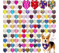 Sanwuta 120 Pcs Paw Dog Bandanas Bulk Pet Bibs Colorful Triangle Scarf Paw Pattern Pet Bandanas for Medium Large Dogs Birthday Holiday Summer Costume Decor