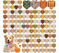Sanwuta 120 Pcs Thanksgiving Dog Bandanas Bulk Thanksgiving Pet Scarves Adjustable Soft Cute Dog Triangle Scarfs for Medium Small Dogs Cats Large Puppy