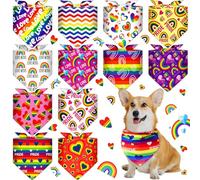 Sanwuta 12pcs Pride Day Dog Bandanas LGBT Dog Scarves with Rainbow Color Rainbow Pet Bandana for Boys and Girls Summer Triangle Scarf for Medium Dogs