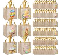 Sanwuta 180 Pcs Easter Gift Bags Easter Reusable Treat Non Woven Baskets Bunny Tote Bags with Handle for Goodie Hunt