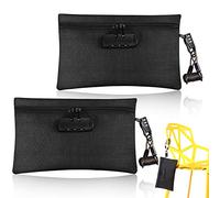 Sanwuta 2 Pack Money Bag with Lock Small Locking Money Bag for Beach Cash Wallet, 6.7 x 11 Inch(Black)