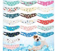Sanwuta 20 Pack Dog Instant Cooling Bandana Bulk Adjustable Breathable Ice Neck Scarfs Collar Wrap Kerchiefs Ear Covers for Small Medium Large Pet Dogs Puppy Cat in Hot Summer Avoid Heat (Paw,S)
