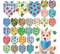 Sanwuta 24 Pcs Dog Bandanas Bulk Triangle Dog Scarfs Bib Fruit Patterns Cat Bandanas for Boy and Girl Summer Scarf for Small Medium Pet for Summer Party Favors Pet Costume Accessories