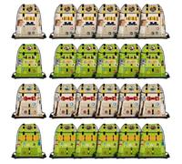 Sanwuta 24 Pcs Jungle Party Favor Safari Drawstring Bags Safari Gift Drawstring Backpack Zoo Animals Goodie Bags for Holiday Birthday Party Supplies
