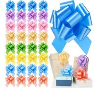 Sanwuta 32 Pcs Easter Pull Bows, Large Easter Gift Wrapping Bows 6 Inch for Gift Basket Bag Box Assorted Birthday Wedding Wrapping Decoration Supplies