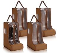 Sanwuta 4 Pcs Brown Portable Boots Bag for Cowboy Boots Tall Boot Storage Bags Portable Waterproof Protector Tools for Travel and Daily Wardrobe Shoe Cabinet and Other Home