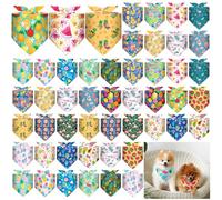 Sanwuta 48 Pcs Dog Bandana Bulk Summer Scarf Washable Flamingo Dogs Bibs Adjustable Washable Kerchief Puppy Bandana for Small and Large Party Pet Bandanas Handkerchief Hawaii Beach Scarf Accessories