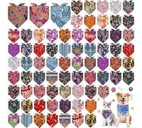 Sanwuta 72 Pcs Dog Bandana Bulk Washable Puppy Triangle Scarfs Cat Bandanas Adjustable Soft Cute Pet Triangle Bibs Accessories for Small Medium Dogs Cats Pets Costume (Paisley Pattern)