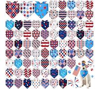 Sanwuta 72 Pcs Dog Bandana Bulk Washable Puppy Triangle Scarfs Cat Bandanas Adjustable Soft Cute Pet Triangle Bibs Accessories for Small Medium Dogs Cats Pets Costume(Independence Day Pattern)
