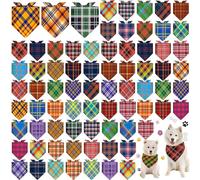 Sanwuta 72 Pcs Dog Bandana Bulk Washable Puppy Triangle Scarfs Cat Bandanas Adjustable Soft Cute Pet Triangle Bibs Accessories for Small Medium Dogs Cats Pets Costume (Stripe Pattern)