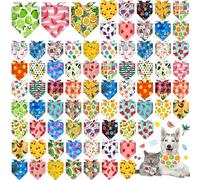 Sanwuta 72 Pcs Dog Bandana Bulk Washable Puppy Triangle Scarfs Cat Bandanas Adjustable Soft Cute Pet Triangle Bibs Accessories for Small Medium Dogs Cats Pets Costume(Summer Pattern)