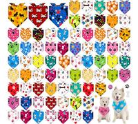 Sanwuta 72 Pcs Dog Bandana Bulk Washable Puppy Triangle Scarfs Cat Bandanas Adjustable Soft Cute Pet Triangle Bibs Accessories for Small Medium Dogs Cats Pets Costume(PET Pattern)
