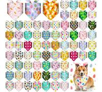 Sanwuta 72 Pcs Easter Dog Bandana Bulk Washable Puppy Triangle Scarfs Bunny Cat Bandanas Rabbit Adjustable Soft Egg Pattern Pet Triangle Bibs Accessories for Small Medium Dogs Cats Pets Costume