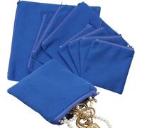 Sanwuta 8 Pcs Zippered Silver Storage Bags Anti Tarnish Silver Pouches Keeper Jewelry Storage Protector Bags (3.9 x 3.9/5.9 x 5.9/7.9 x 7.9 Inch,Navy Blue)