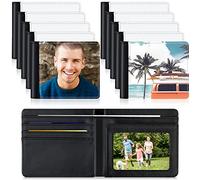 Sanwuta 8 Pieces Sublimation Wallet Leather Blank Heat Transfer Sublimation Wallets Bank Card Holder DIY Black Compact Wallets with Windows Card Slots for Men Gift Office Travel Work Supplies