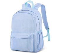 Sanwuta Blue Stripe Seersucker Backpack for Women Large Preppy Canvas Bookbag Gift Lightweight College Backpack for Laptop Travel Toiletry Work Commuter Daypacks