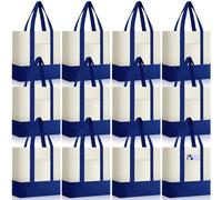 Sanwuta Canvas Tote Bags Bulk with Outer Pocket Small Sublimation Blank Canvas Tote Reusable Grocery Bag for Women, DIY Craft, Royal Blue