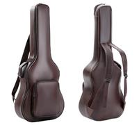 Sanwuta Guitar Case Acoustic Bag Thick Padding Waterproof PU Leather with Double Shoulder Strap Fit 40 41in Soft Electric Folk Guitar Case Travel Storage Bass Gig Bag 3 Layer Protect Easy Clean Brown