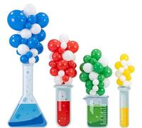 Sanwuta Science Party Decorations Kit Mad Scientist Birthday Party Supplies Chemistry Laboratory Erlenmeyer Flask Cardboard Cutouts with Balloons for Science Fair Decorations(C,Colorful,84 Pcs)