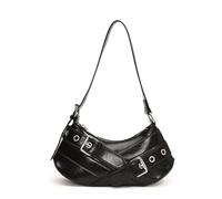 Sanxine Shoulder Bag for Women Y2k Small Purse Designer Punk Style Hobo Handbags Vegan Leather Trendy Crescent Bags, Black