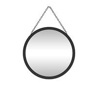 SANY DAYO HOME 12 inch Real Glass Black Round Mirror with Chain, Metal Framed Small Wall Hanging Circle Bathroom Shower Mirror for Home, Office, Door, Locker