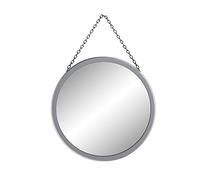 SANY DAYO HOME 12 inch Real Glass Silver Round Mirror with Chain, Metal Framed Small Wall Hanging Circle Bathroom Shower Mirror for Home, Office, Door, Nursery Modern Farmhouse Décor