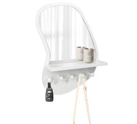 SANY DAYO HOME Modern Irregular Wall-Mounted Mirror with Shelf & 5 Hooks - 30x40cm MDF Frame for Entryways, Bathroom Vanity, Bedroom, or Living Room Decor, White