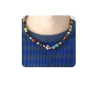 Sanyaa Albarn Necklace Blur Damon 90s Inspired Glass Beaded Choker Necklace for Men Women, Large, Large, Gemstone, No Gemstone