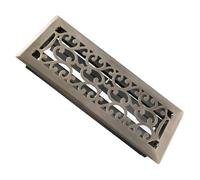 SANYCASA Floor Register 4x12 Inches Adjustable Air Flow Floor Vent Covers Savannah Design Decorative Floor Vents Heavy Duty Steel to Allow Walk on use, Antique Brass Finish