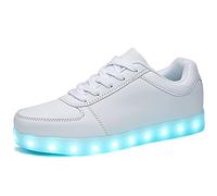 SANYES LED Light Up Shoes for Women Men, Low-Top USB Rechargeable Glowing Sneakers, Luminous Dancing Shoes for Party Sports, White, 9 Women/7.5 Men