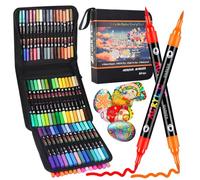 Sanyetral 120 Colors Acrylic Paint Markers, 60 Pcs Dual Brush Tip Dual Colors Acrylic Paint Pens for Wood, Canvas, Rock Painting, Glass, Ceramic, Stone Surfaces,DIY Crafts Making Etc