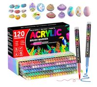 Sanyetral 120 Colors Acrylic Paint Pens,Paint Markers Brush Tips for Kids and Adults-Acrylic Pens for Rocks,Wood,Glass,Fabric & Paper,Shoes,Mugs